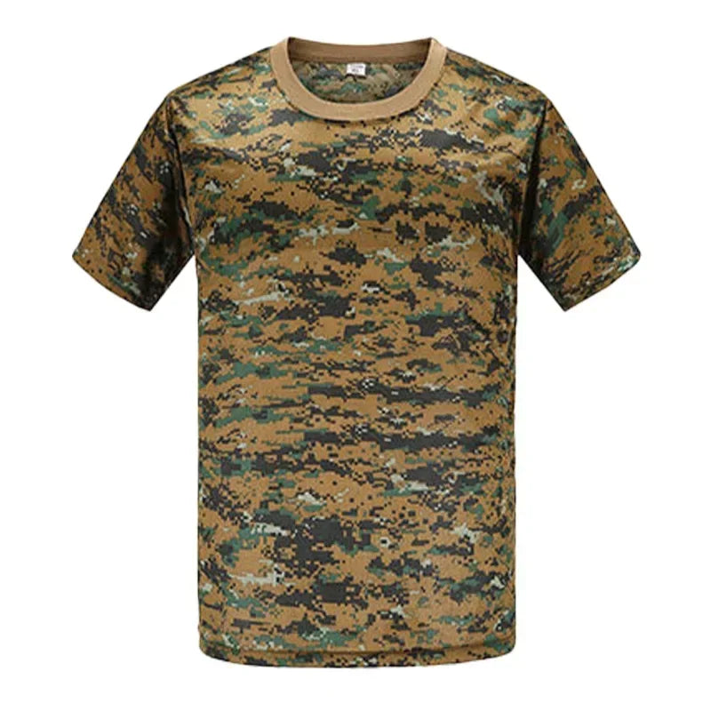 Camouflage Running Short Sleeve Quick Dried Sports T-shirt Breathable Outdoor Fitness Training Clothing Tactics High elasticity