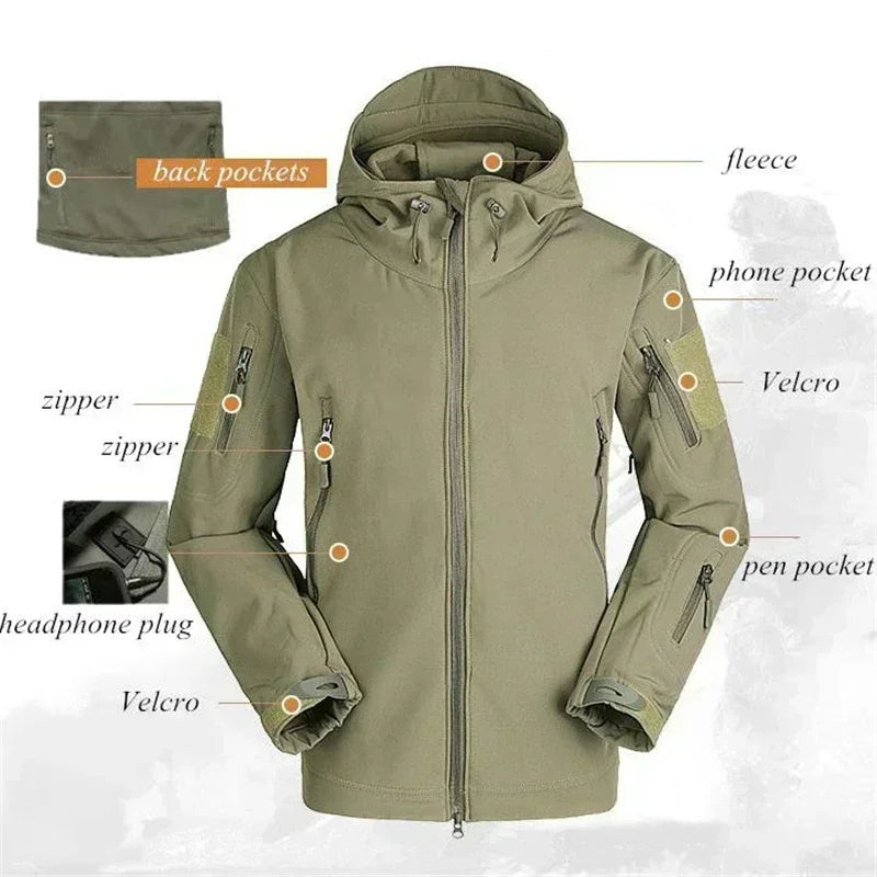 5XL 6XL Winter Autumn Tactical Jacket SoftShell Tactical Waterproof Jackets Fishing Hiking Camping Climbing Fleece Jacket Pants