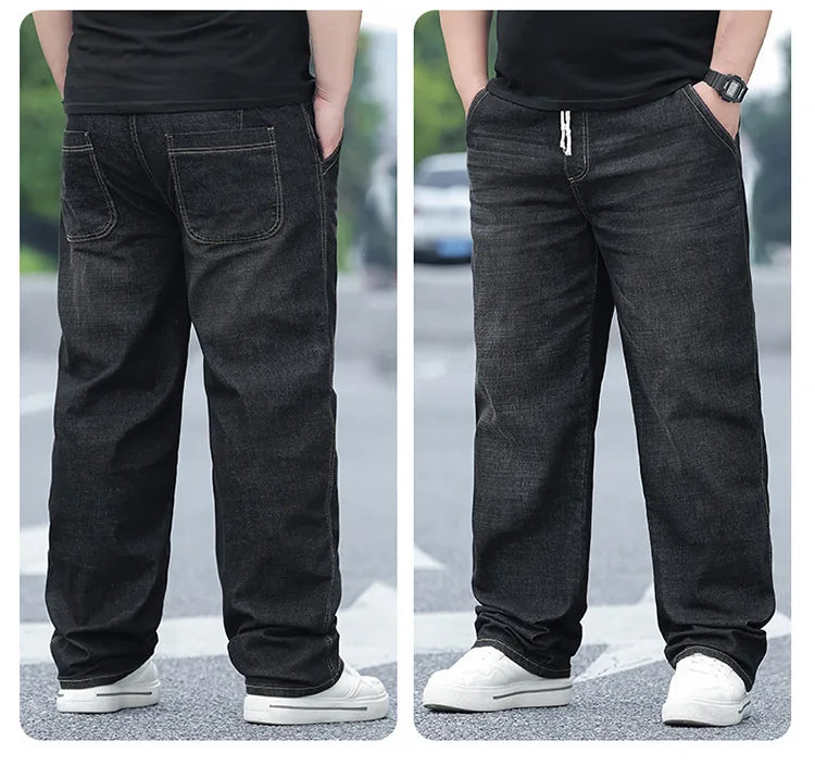 8XL Oversized Jeans For Men | Elastic Waist Loose Comfortable Trousers | Plus Size 150KG Men's Streetwear Casual Denim Pants New
