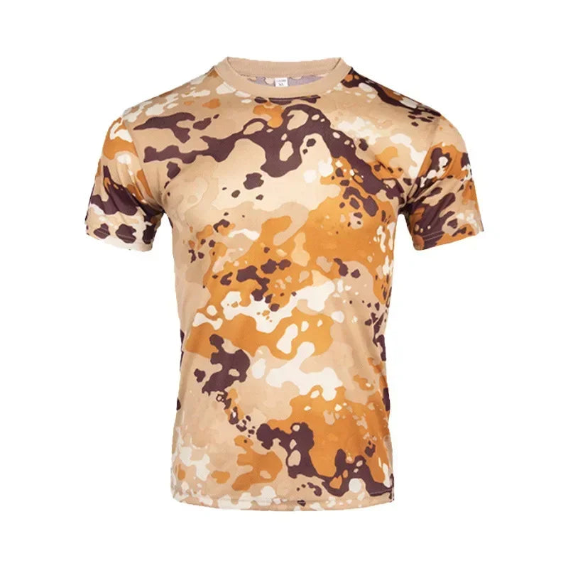 Camouflage Running Short Sleeve Quick Dried Sports T-shirt Breathable Outdoor Fitness Training Clothing Tactics High elasticity