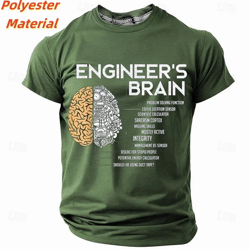 3D Printed Mechanical Brain T Shirt For Men Fun Colorful Pattern T-Shirts Summer Round Neck Kids Short Sleeve Tees Fashion Tops