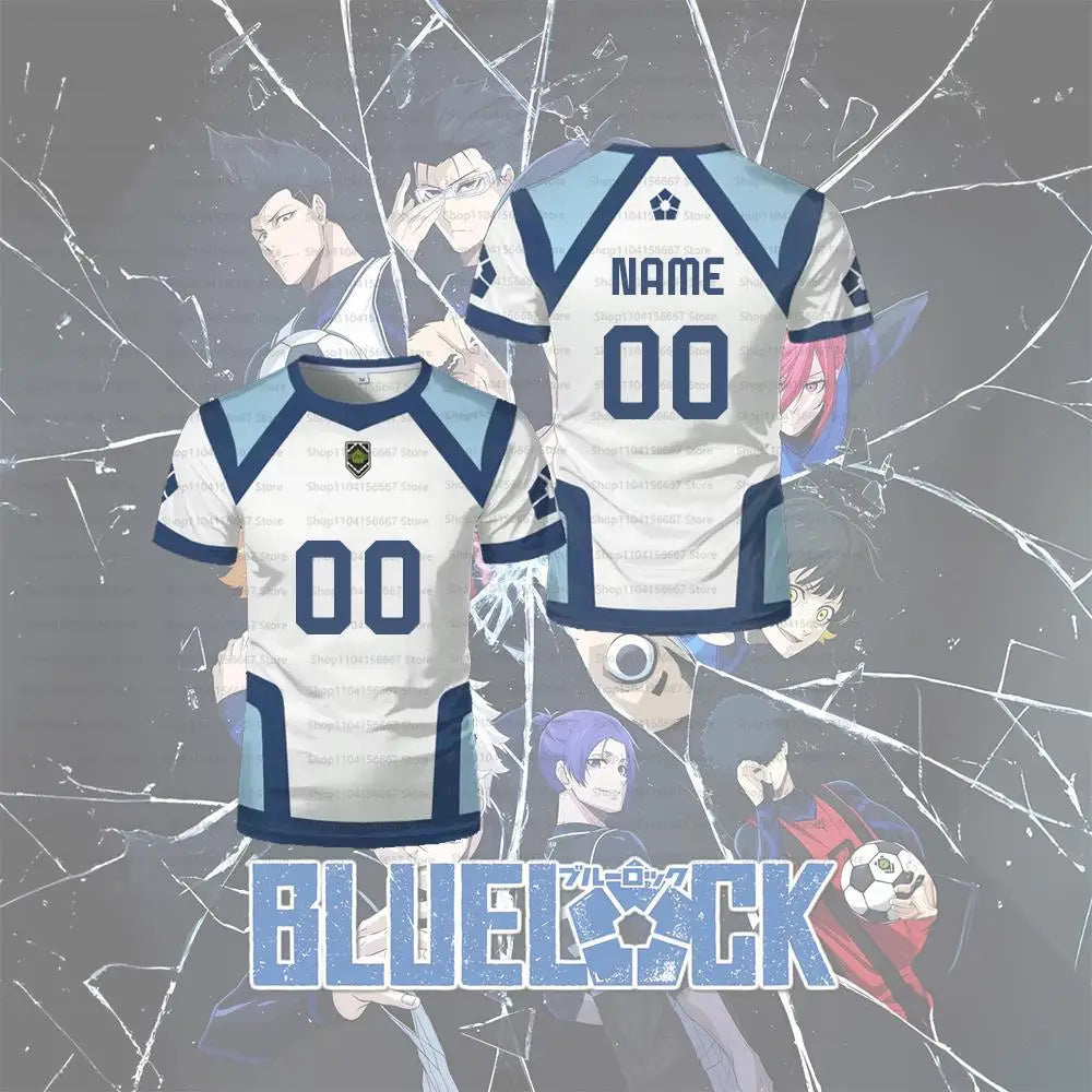 Blue Lock Customized Name Digital Cartoon Anime Cosplay Men's Sports Shirt Summer Children's T-shirt Top Oversized T-shirt Top