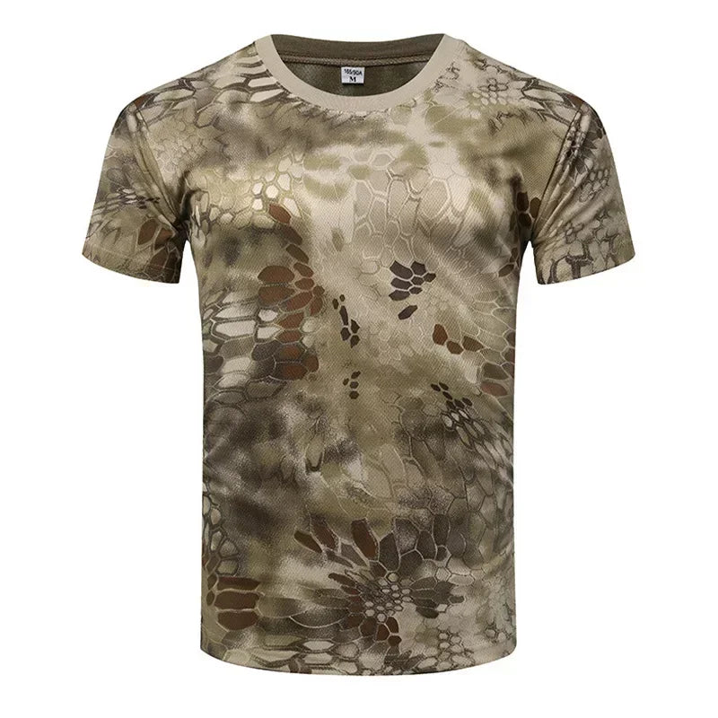 Camouflage Running Short Sleeve Quick Dried Sports T-shirt Breathable Outdoor Fitness Training Clothing Tactics High elasticity