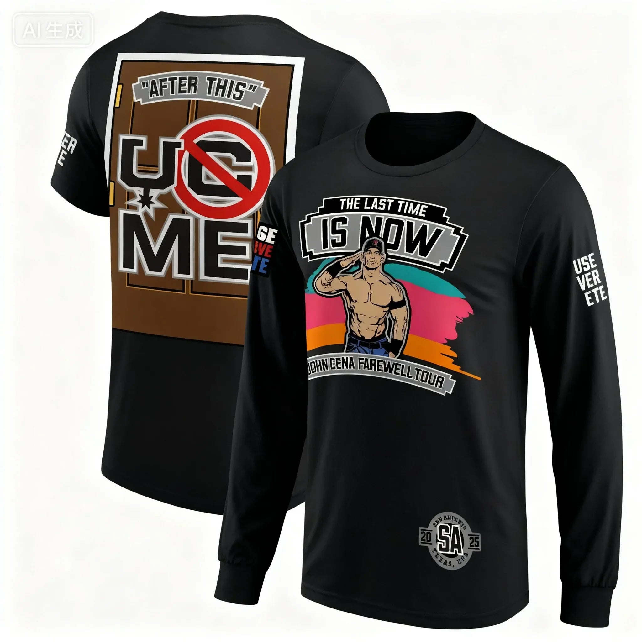 2025 John Cena farewell tour breathable sports T-shirt, suitable for outdoor activities neutral casual street wear pullover