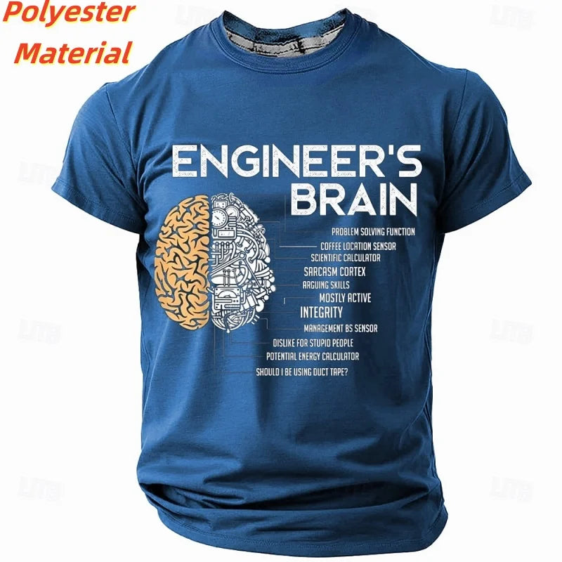 3D Printed Mechanical Brain T Shirt For Men Fun Colorful Pattern T-Shirts Summer Round Neck Kids Short Sleeve Tees Fashion Tops