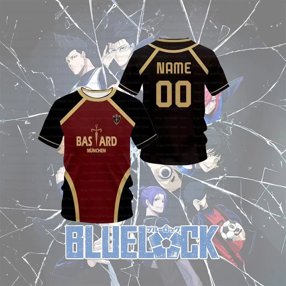 Blue Lock Customized Name Digital Cartoon Anime Cosplay Men's Sports Shirt Summer Children's T-shirt Top Oversized T-shirt Top