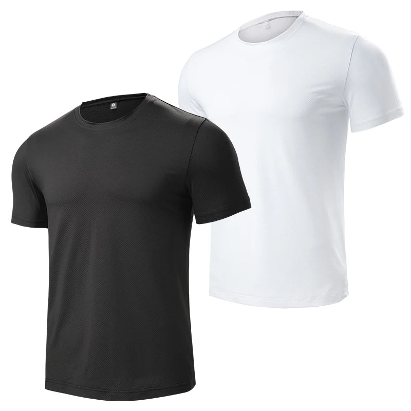 2pcs Quick Drying Men's Running T-shirt Fitness Sports T Shirt Gym Training Tees Breathable Jogging Casual Sportswear Unisex Top