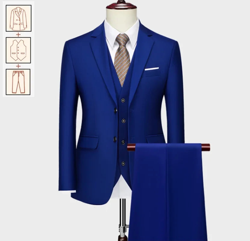 2025 New Men's Business Casual Suit for Weddings Male Solid Colour Formal Suit Sets Men Prom Party Tuxedo Dress