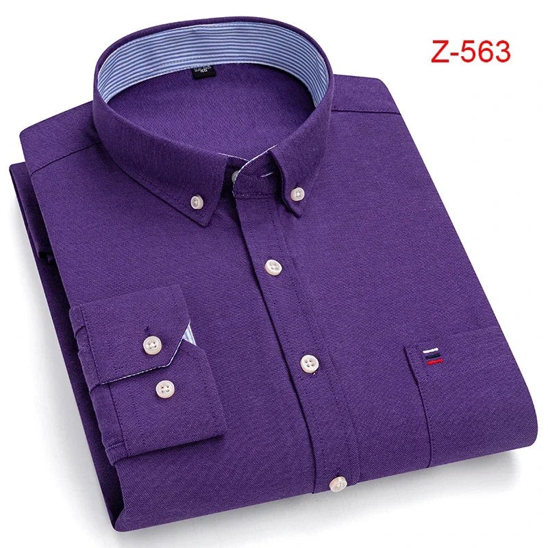 100% Cotton Oxford High Quality Men's Shirt Long Sleeve New Business Casual Fashion Men's Clothes Plus Size Shirt Formal S-7XL