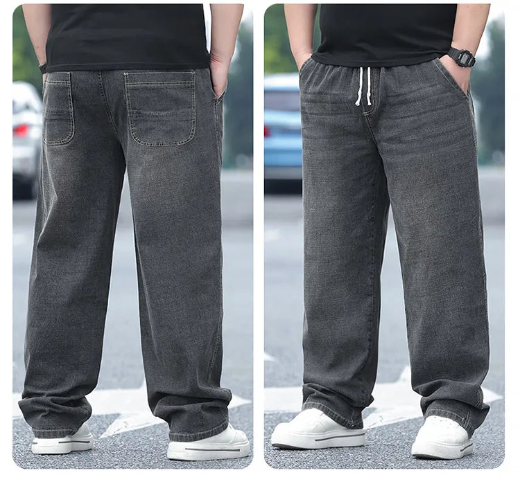 8XL Oversized Jeans For Men | Elastic Waist Loose Comfortable Trousers | Plus Size 150KG Men's Streetwear Casual Denim Pants New