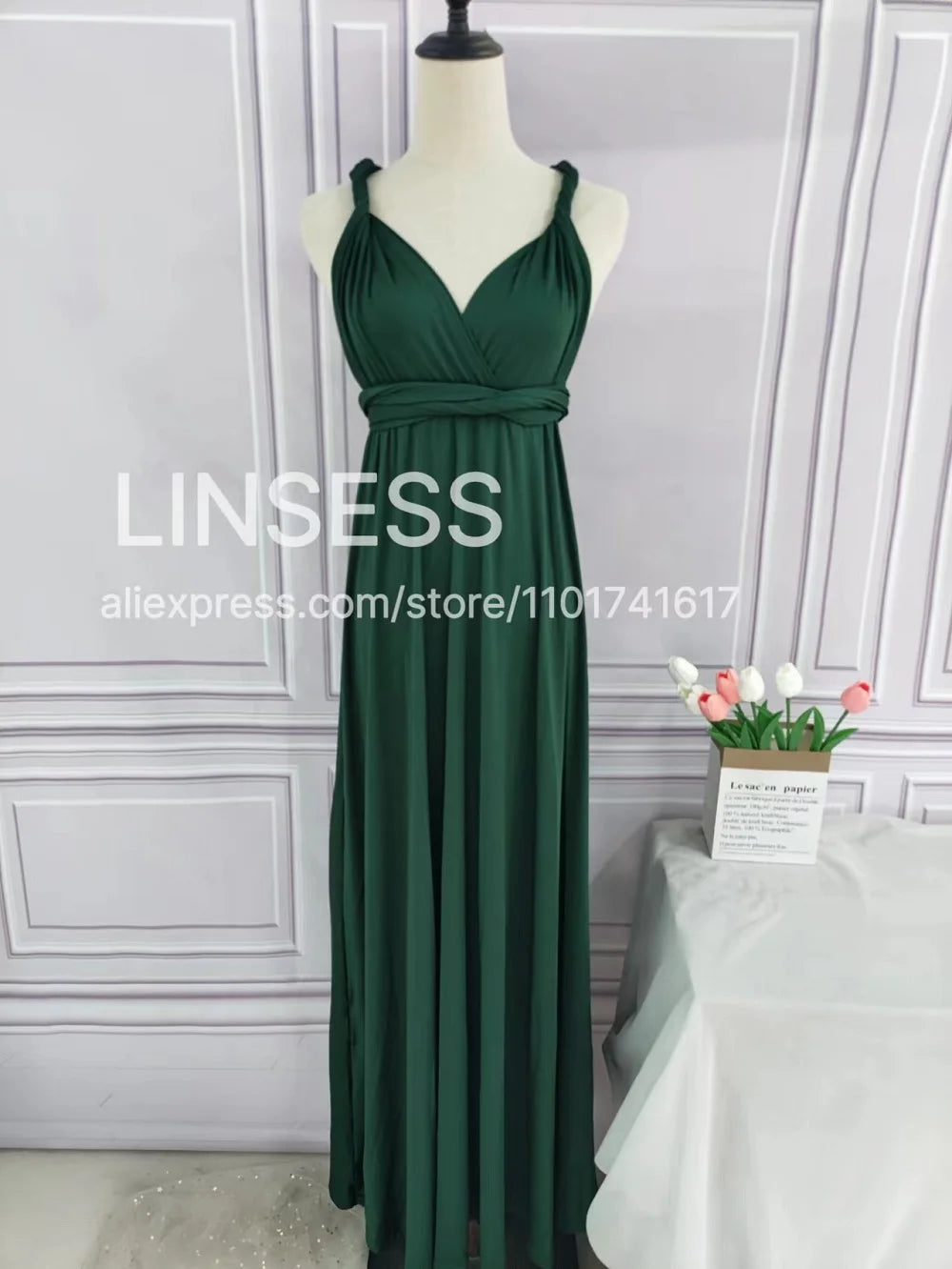 Bridesmaid Dress, Olive Green Maxi Bridesmaid Dress, Bridal Party Convertible Dress, Multiway Infinity Dress, Custom Dress